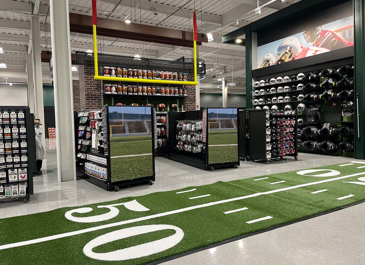 Football display at Dick's Sporting Goods